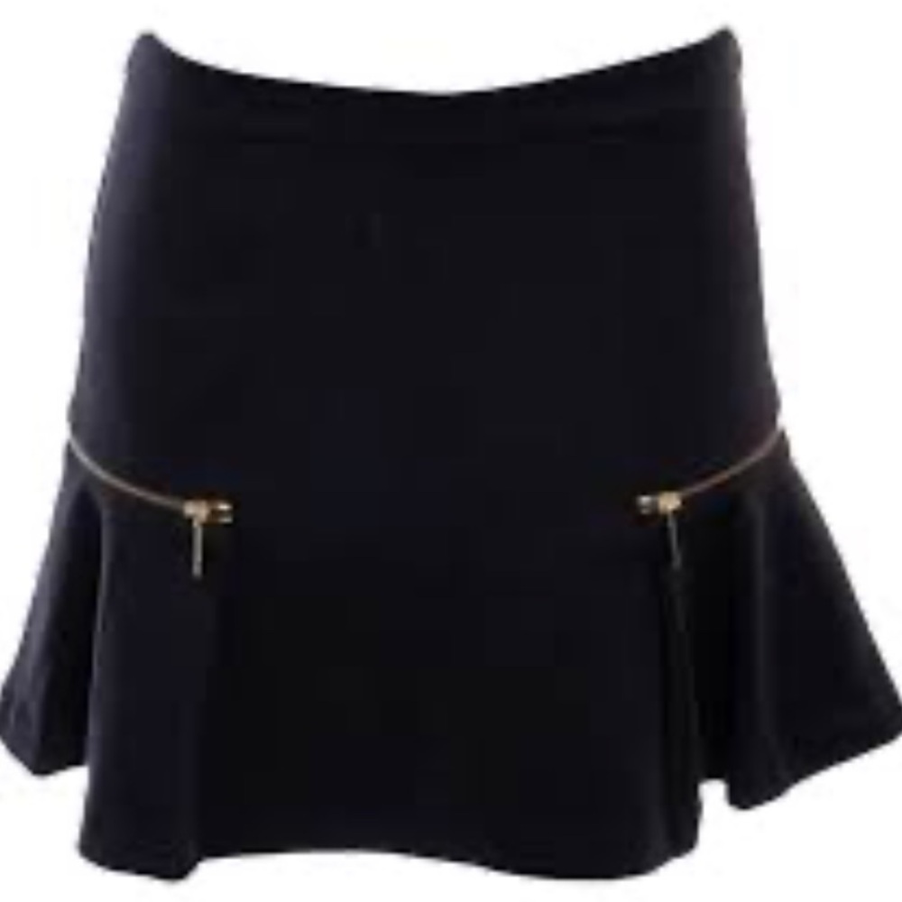 Michael Kors Black Mini Skirt with Gold Zipper Accents